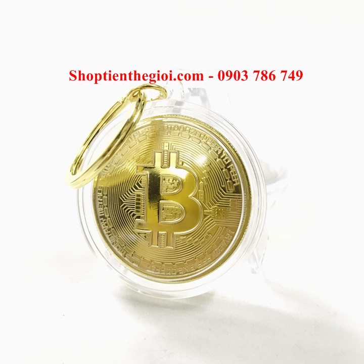 Móc khóa xu Bitcoin Vàng - SP005259